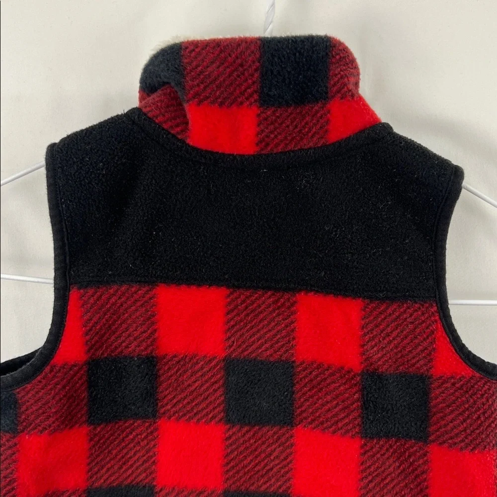 Toffee Apple - Lumberjack Checkered Fleece Vest - Red and Black - 2T